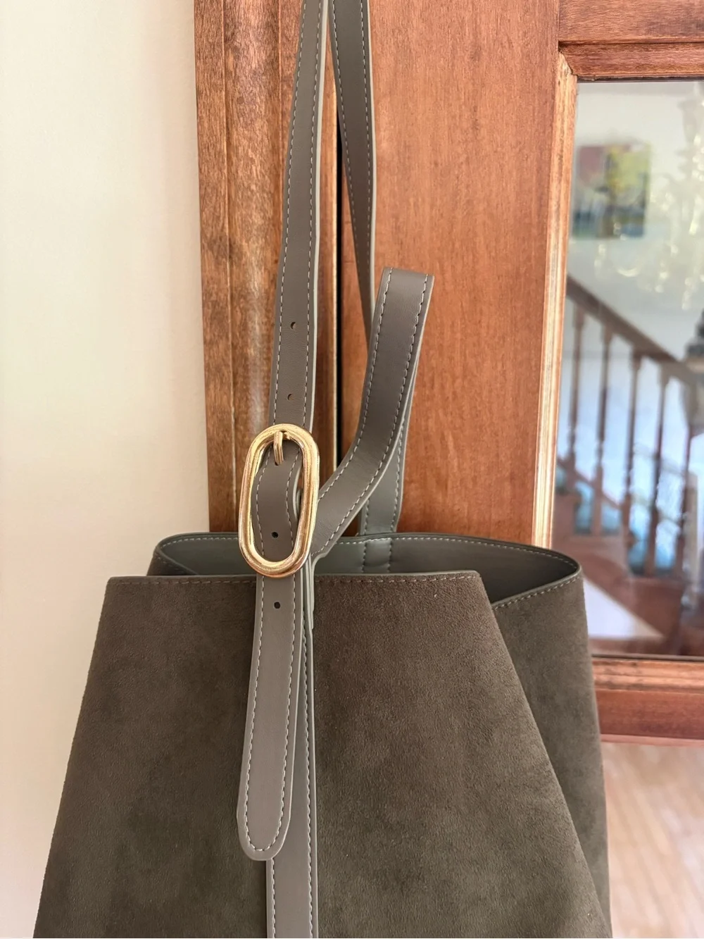 Old Navy Medium Carrie Tote Bag- Olive Suede NWT